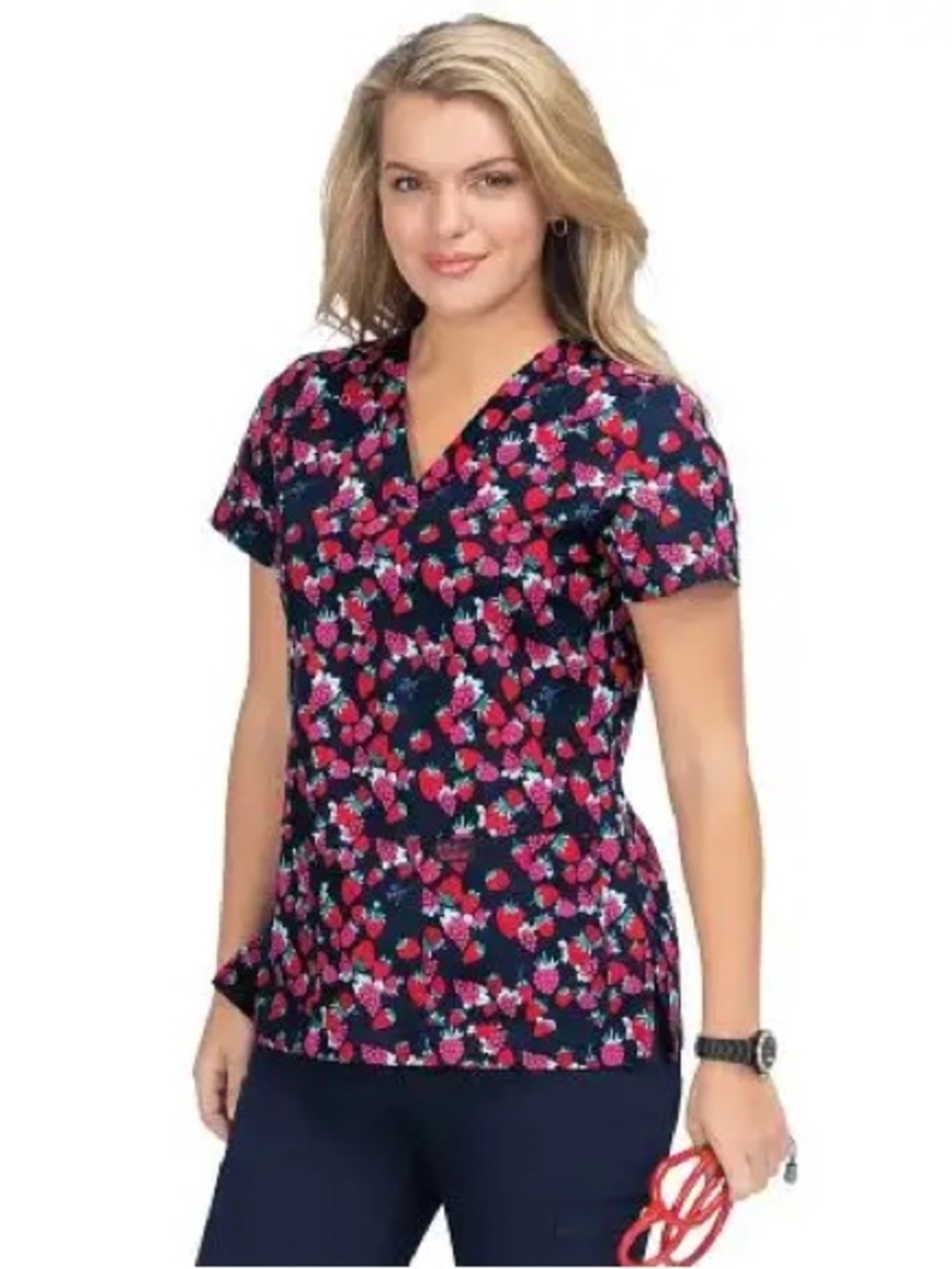 Women’s Navy Berry V-Neck Scrub Top